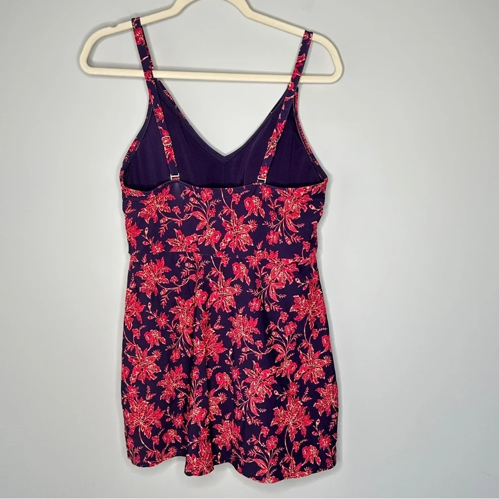 Lands End Large One Piece UPF 50+ Tulip Wrap Swimdress Modest‎ Cruise Vacation